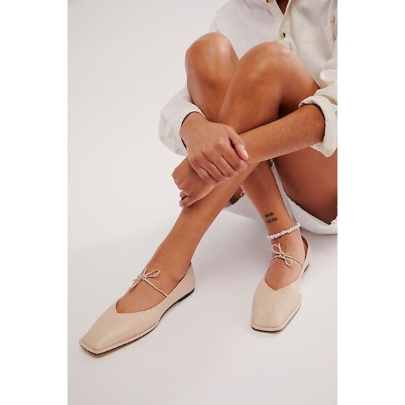 Women Beige Square Toe Comfortable Slip-On Lace-Up Loafers Summer Shoes - Picture 3 of 6